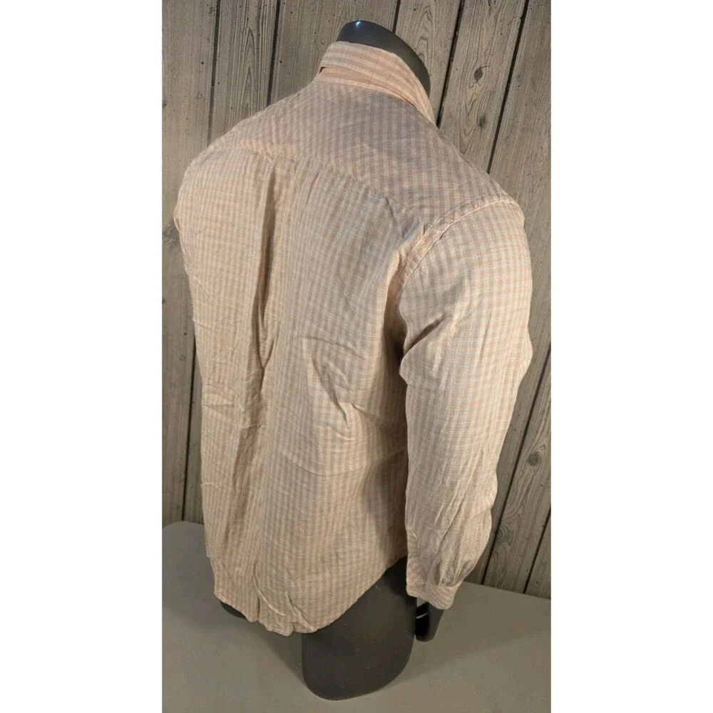 California Shirt Co 1978 Flannel Plaid Button Front Shirt Mens Large Beige Check